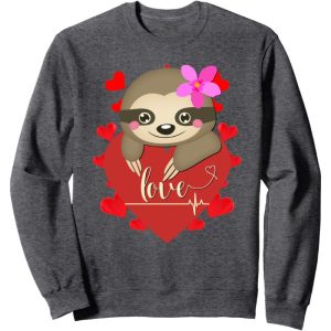 Girl Sloth Heart Sweatshirt Design Makes Cozy Outfits Fun